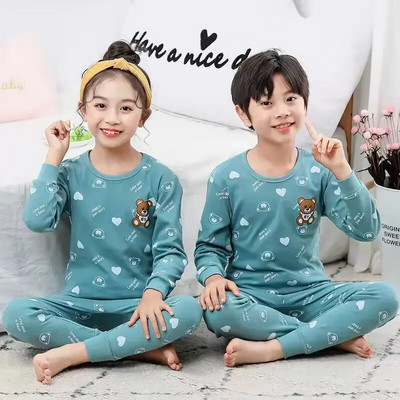 Pijamale pentru băieți Pijama pentru copii Seturi de pijamale pentru copii mici Fete Lenjerie de dormit din desene animate Copii Lenjerie de noapte din bumbac Pjs cu mânecă lungă de primăvară