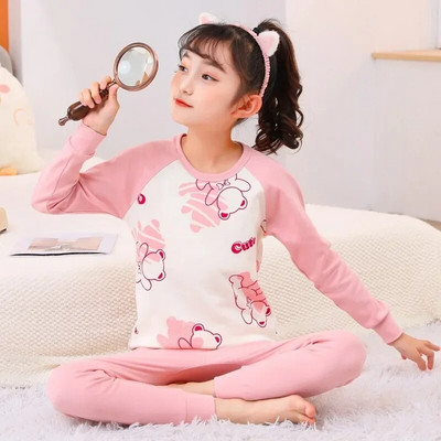Pijamale pentru băieți Pijama pentru copii Seturi de pijamale pentru copii mici Fete Lenjerie de dormit din desene animate Copii Lenjerie de noapte din bumbac Pjs cu mânecă lungă de primăvară