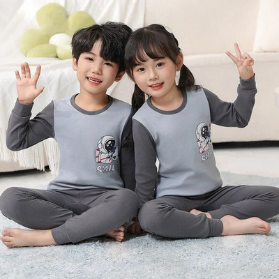 Pijamale pentru băieți Pijama pentru copii Seturi de pijamale pentru copii mici Fete Lenjerie de dormit din desene animate Copii Lenjerie de noapte din bumbac Pjs cu mânecă lungă de primăvară