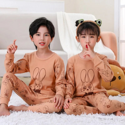 Pijamale pentru băieți Pijama pentru copii Seturi de pijamale pentru copii mici Fete Lenjerie de dormit din desene animate Copii Lenjerie de noapte din bumbac Pjs cu mânecă lungă de primăvară