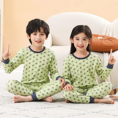 Pijamale pentru băieți Pijama pentru copii Seturi de pijamale pentru copii mici Fete Lenjerie de dormit din desene animate Copii Lenjerie de noapte din bumbac Pjs cu mânecă lungă de primăvară