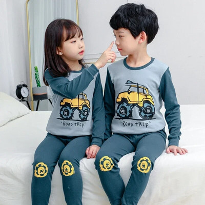 Pijamale pentru băieți Pijama pentru copii Seturi de pijamale pentru copii mici Fete Lenjerie de dormit din desene animate Copii Lenjerie de noapte din bumbac Pjs cu mânecă lungă de primăvară