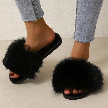 Нови дамски чехли от 2023 г. Зимни прости дамски обувки с мека кожа Меки домашни дамски чехли от изкуствена кожа Топли дамски обувки за спалня и свободно време