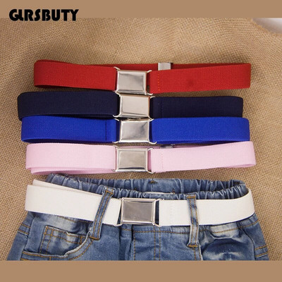 Kids Toddler Belt GLRSBUTY Elastic Stretch Adjustable Belt For Boys and Girls with Silver Square Buckle for Jeans Pants