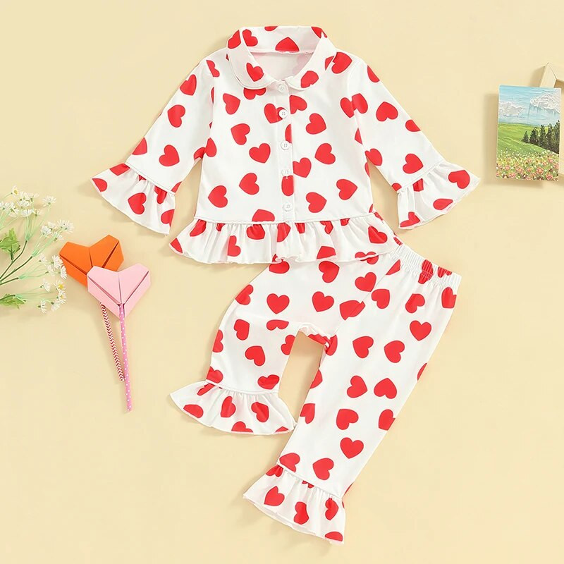 1–6 m. vaikiški pižamos rinkiniai, skirti Valentino širdele