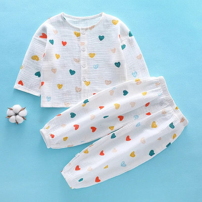 Copii Băieți Fete Pijamale 2023 Vară Bumbac In Subțire Desene Animat Topuri cu mâneci trei sferturi cu pantaloni Seturi de îmbrăcăminte pentru dormit pentru bebeluși