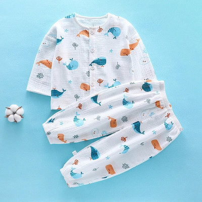 Copii Băieți Fete Pijamale 2023 Vară Bumbac In Subțire Desene Animat Topuri cu mâneci trei sferturi cu pantaloni Seturi de îmbrăcăminte pentru dormit pentru bebeluși