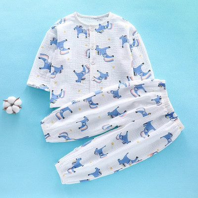 Copii Băieți Fete Pijamale 2023 Vară Bumbac In Subțire Desene Animat Topuri cu mâneci trei sferturi cu pantaloni Seturi de îmbrăcăminte pentru dormit pentru bebeluși