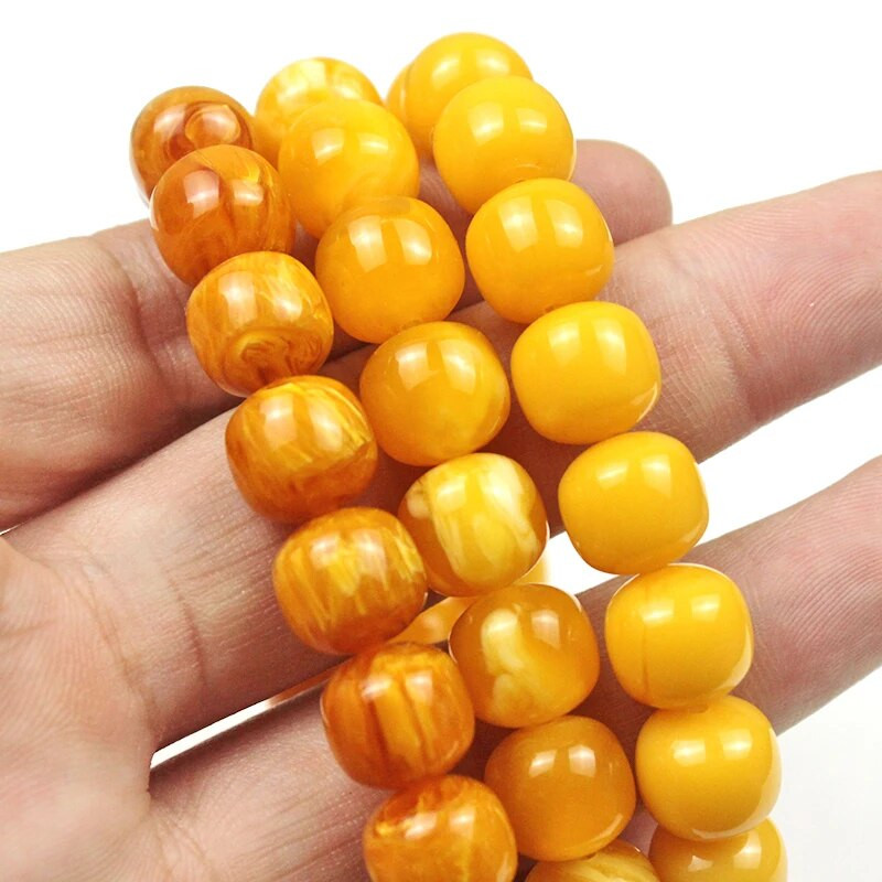 10 mm gintaro mineralinio gintaro seno bičių vaško statinės formos originalios akmens formos vyrai dovanoja draugams geltonus apvalius karoliukus Budos apyrankė