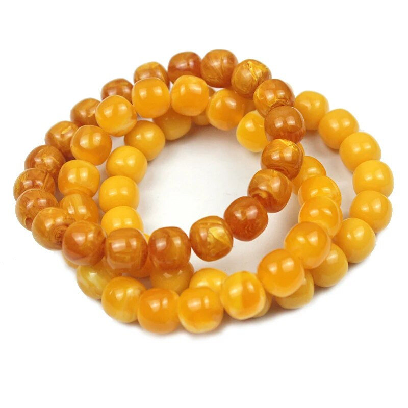 10 mm gintaro mineralinio gintaro seno bičių vaško statinės formos originalios akmens formos vyrai dovanoja draugams geltonus apvalius karoliukus Budos apyrankė