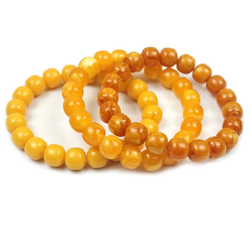 10 mm gintaro mineralinio gintaro seno bičių vaško statinės formos originalios akmens formos vyrai dovanoja draugams geltonus apvalius karoliukus Budos apyrankė