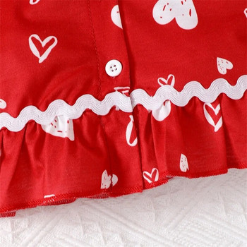 0-4 години Комплекти пижами за бебета и момичета Ризи с дълъг ръкав с щампа на сърце за Свети Валентин Комплекти с кльощави панталони Комплекти за малки деца Детско спално облекло