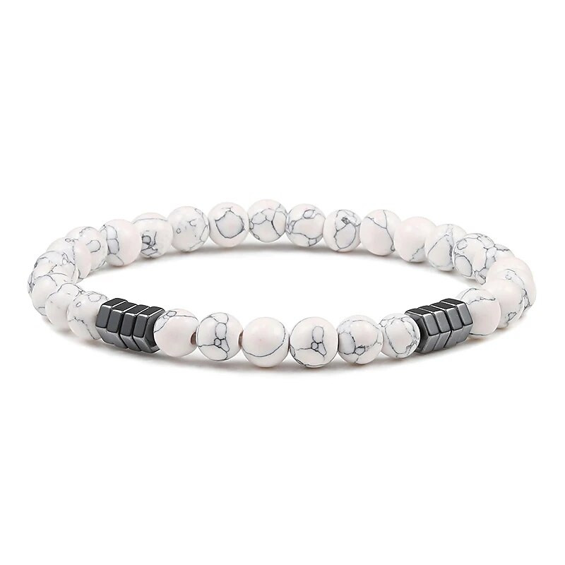 Geometrikus férfi karkötő minimalista 6 mm-es gyöngyök természetes láva tigris szem kő báj távolság karkötők Homme divat ékszerek ajándékok