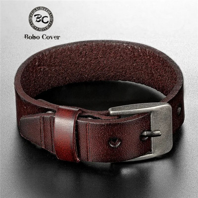 BoBo Cover New Vintag de înaltă calitate Aolly din piele naturală brățară farmec bărbați punk cu cataramă reglabilă brățări brățări bărbați femei