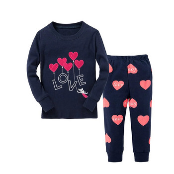 Комплекти ягодови пижами за момичета Бебешки спално облекло с цял ръкав от 100% памук Детско нощно облекло с животни Детски пижами Пижами за момчета Карикатурни пижами
