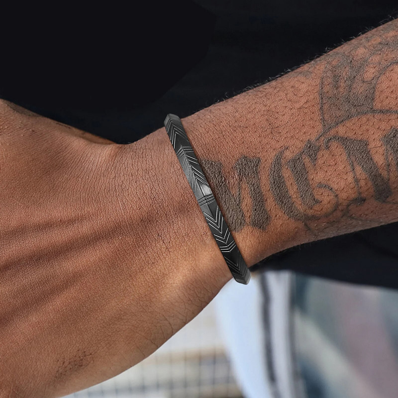 Vnox Vintage Norse Viking Manșetă Brățară pentru bărbați, Brățară Tribal Arrow Almut pentru bărbați din oțel inoxidabil, Bijuterii Retro Rock Punk Boy