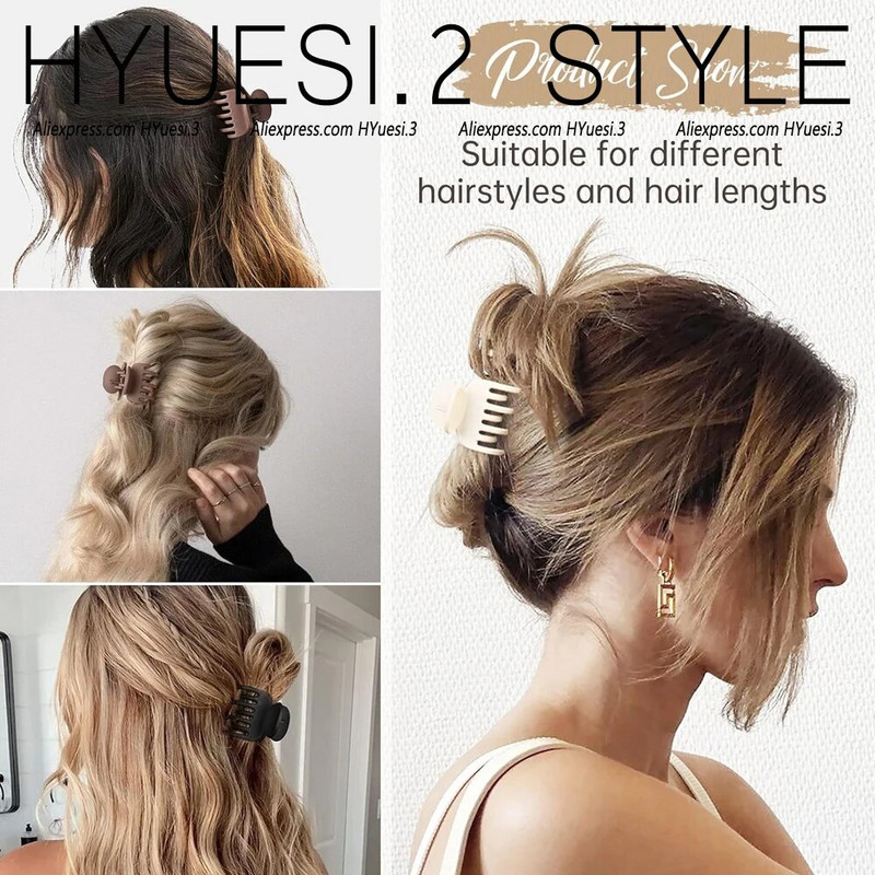 Απλά μίνι γεωμετρικά νύχια μαλλιών ματ μονόχρωμα αντιολισθητικά κλιπ διπλής στρώσης σαγόνι καρχαρία για γυναίκες κορίτσια λεπτά/μέσα λεπτά μαλλιά