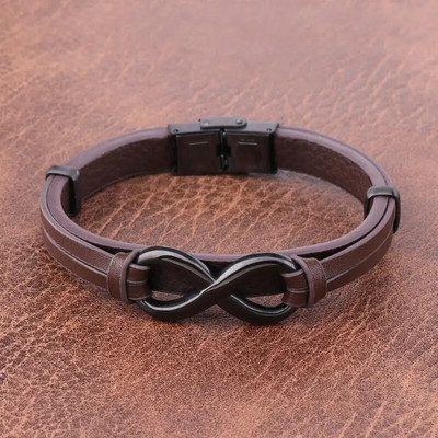Modna kožna narukvica Infinity Logo Muška narukvica od nehrđajućeg čelika Nakit za muškarce Novogodišnji poklon za Valentinovo
