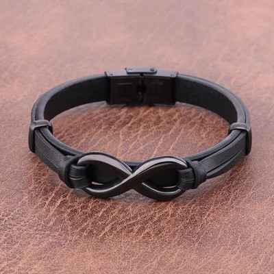 Modna kožna narukvica Infinity Logo Muška narukvica od nehrđajućeg čelika Nakit za muškarce Novogodišnji poklon za Valentinovo