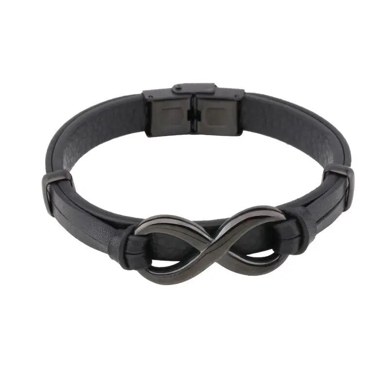 Modna kožna narukvica Infinity Logo Muška narukvica od nehrđajućeg čelika Nakit za muškarce Novogodišnji poklon za Valentinovo