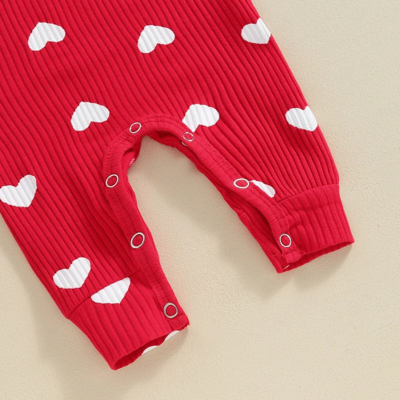 Pudcoco kūdikių šliaužtinukai Valentino dienos drabužiai širdelės V formos iškirptės sagos ilgomis rankovėmis kombinezonai mažylių žaidimų kostiumai galvos juosta 0-18M