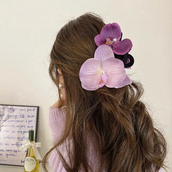 Френски ретро лилави пеперуди Цветя Перлени щипки за бретон за коса Жени Момичета Орнамент Нокт за коса Фиби Брошка Аксесоари за коса