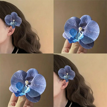 Γαλλικό Vintage μωβ πεταλούδα λουλούδια μαργαριτάρια κτυπήματα για τα μαλλιά Γυναικεία κορίτσια στολίδι Μαλλιά νύχι φουρκέτες Καρφίτσα Αξεσουάρ για τα μαλλιά