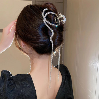 Изящни кристали Геометрични пискюли Нокти за коса за жени Темперамент Кристална скоба Фиби за коса Шнола Аксесоари