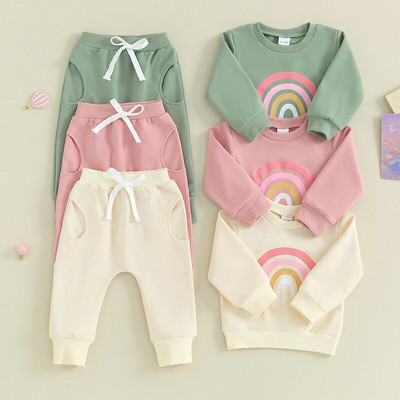 2023-09-04 Lioraitiin 3M-3Y Baby Girls Boys Clothes Oversize Sweater & Long Pants Infant Toddler Fall Winter Rainbow Outfits