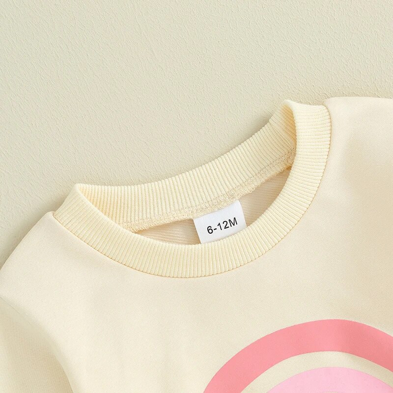 2023-09-04 Lioraitiin 3M-3Y Mergaičių drabužiai berniukams Negabaritinis megztinis ir ilgos kelnės kūdikiams, rudens, žiemos vaivorykštės apranga