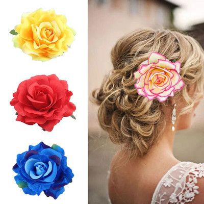 Trandafir boem, flori artificiale, agrafă, broșă pentru nuntă, pentru petrecere de mireasă, pentru femei, agrafă pentru păr, accesorii pentru păr