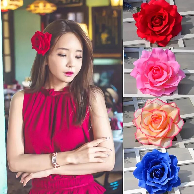 Bohemian Rose Kunstlilled Juuksenõel Barrette Pruudi pulmapidu Pross Naiste Juukseklamber Juukseklamber Peakate Juuste Aksessuaarid