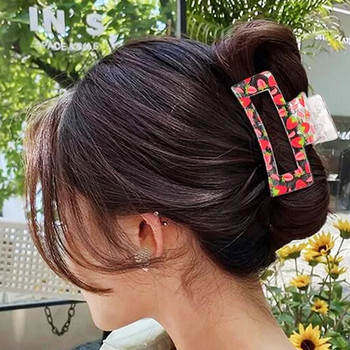 Γυναικεία διάφανη εκτύπωση Flower Hair Claw Tough πολύχρωμο πλαστικό κλιπ μαλλιών μεγάλου μεγέθους Σφιγκτήρες μαλλιών Καβούρι φουρκέτα Αξεσουάρ μαλλιών