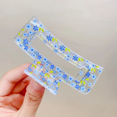 Femei Imprimare Transparentă Gheare De Păr De Floră Agrafă De Păr Dură Colorate Din Plastic Bride De Păr Dimensiuni Mari Accesorii De Păr Crab
