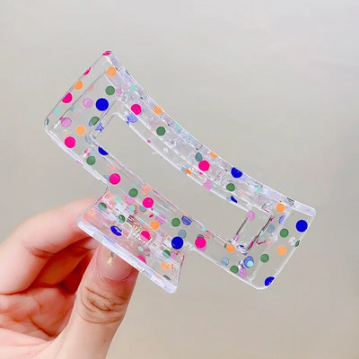 Femei Imprimare Transparentă Gheare De Păr De Floră Agrafă De Păr Dură Colorate Din Plastic Bride De Păr Dimensiuni Mari Accesorii De Păr Crab
