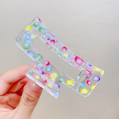 Femei Imprimare Transparentă Gheare De Păr De Floră Agrafă De Păr Dură Colorate Din Plastic Bride De Păr Dimensiuni Mari Accesorii De Păr Crab