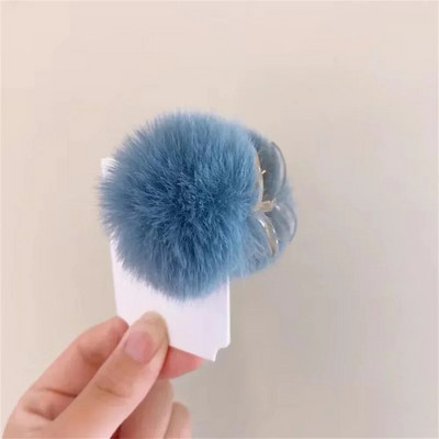 Žieminiai pliušiniai plaukų nagai neslystantys metaliniai tvirti laikikliai vienspalviai pomponiniai plaukų segtukai sugriebti paprastas moteriškas mergaičių kuodo papuošimas