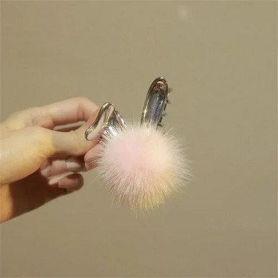 Žieminiai pliušiniai plaukų nagai neslystantys metaliniai tvirti laikikliai vienspalviai pomponiniai plaukų segtukai sugriebti paprastas moteriškas mergaičių kuodo papuošimas