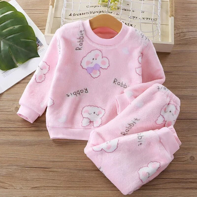 Noul set de pijamale de flanel pentru copii îngroșați, toamnă iarnă, pentru copii, băieți, fete