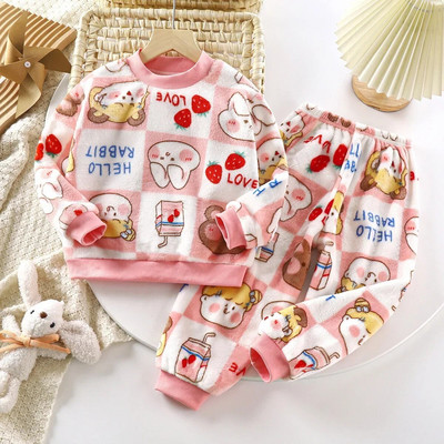 Noul set de pijamale de flanel pentru copii îngroșați, toamnă iarnă, pentru copii, băieți, fete