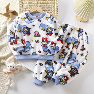 Noul set de pijamale de flanel pentru copii îngroșați, toamnă iarnă, pentru copii, băieți, fete
