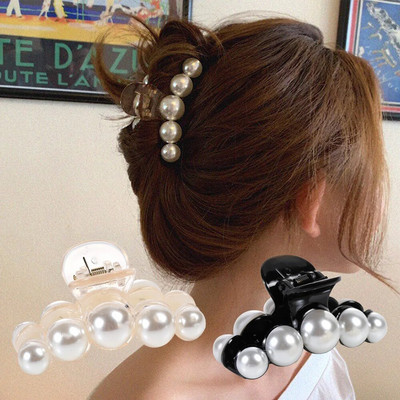 Retro pērļu matu nagi, neslīdoši, spēcīgi, eleganti akrila matu žokļu sprādzes sievietēm.