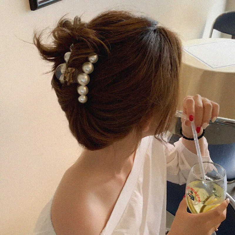 Retro Pearl hajkarmok csúszásmentes, erős, elegáns akril hajkapcsok női smink közepes, kis barrette rák hajformázó eszköz