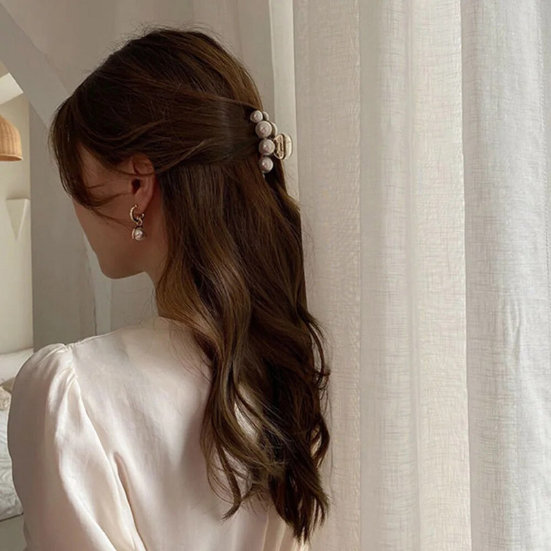 Retro Pearl hajkarmok csúszásmentes, erős, elegáns akril hajkapcsok női smink közepes, kis barrette rák hajformázó eszköz