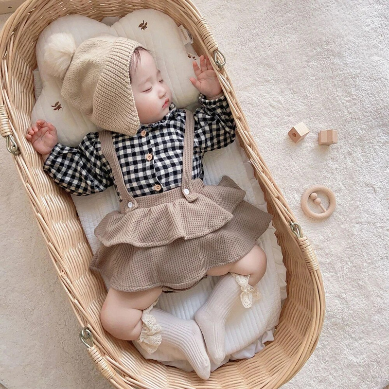 Mergaitei 2vnt drabužių rinkiniai ilgomis rankovėmis marškiniai + sijonas su sijonu naujagimiui Vasaros rudens aprangos rinkinys, minkšti kombinezonai kūdikiams