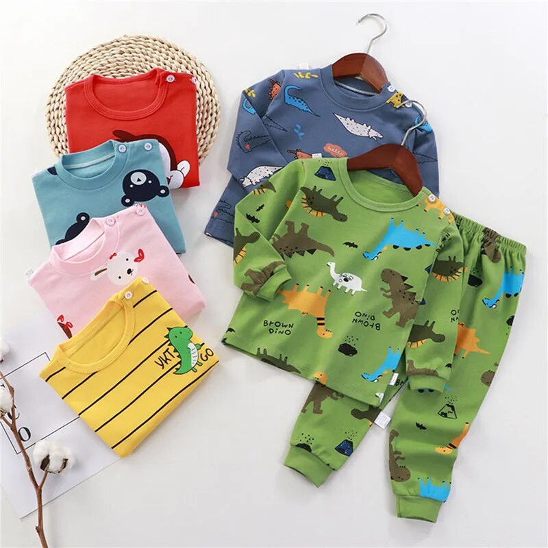 Vaikiški rūbai Vaikiški rinkiniai Vaikiški rūbai Berniukai Merginos Medvilnė Animacinis filmas Rudens Žiemos Drabužiai Kelnės Miego drabužiai Apatiniai 2 vnt.