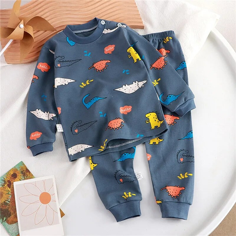 Vaikiški rūbai Vaikiški rinkiniai Vaikiški rūbai Berniukai Merginos Medvilnė Animacinis filmas Rudens Žiemos Drabužiai Kelnės Miego drabužiai Apatiniai 2 vnt.