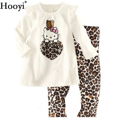 Haine Buburuza Fata Costume Broderie Bumbac Fete Pijamale Imprimate Copii Lenjerie de noapte Pijamale Desene Animate Tricou + Pantalon Set 2BUC