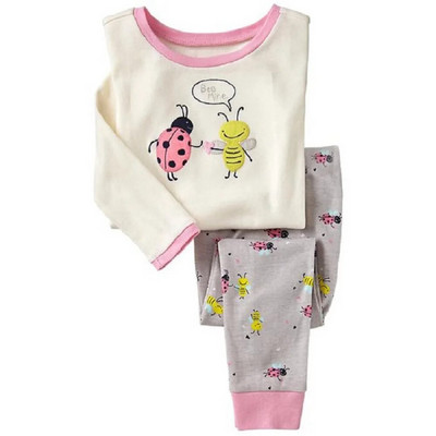 Haine Buburuza Fata Costume Broderie Bumbac Fete Pijamale Imprimate Copii Lenjerie de noapte Pijamale Desene Animate Tricou + Pantalon Set 2BUC