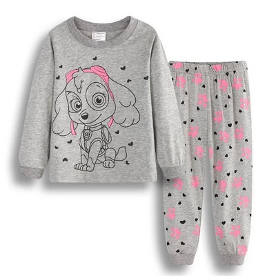 Haine Buburuza Fata Costume Broderie Bumbac Fete Pijamale Imprimate Copii Lenjerie de noapte Pijamale Desene Animate Tricou + Pantalon Set 2BUC